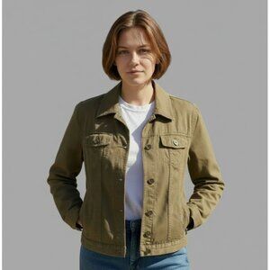 LRL Ralph Lauren Brown Trucker Jacket Womens Size M Cotton Blend Retro Pockets